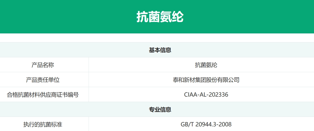 泰和新材集團股份有限公司獲得CIAA抗菌標志使用授權(quán)
